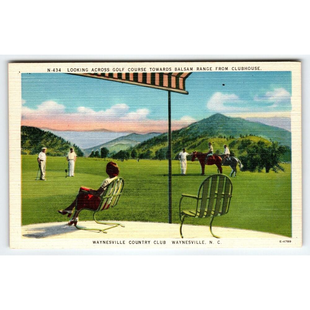 Balsam Range Golf Clubhouse Waynesville North Carolina Linen Postcard Vintage